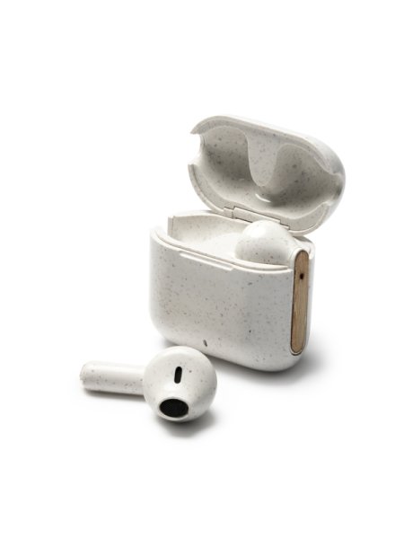 Cuffie wireless auricolari in fibra di grano e bamboo personalizzati Roly Kuasi