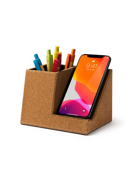 Supporto per telefono da scrivania con portapenne personalizzato Roly Promet