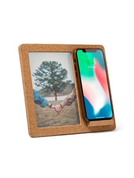 Caricatore wireless telefono con portafoto in sughero personalizzato Roly Kevx