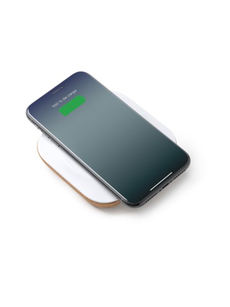Base di ricarica wireless in plastica riciclata e sughero personalizzata Roly Yarbo