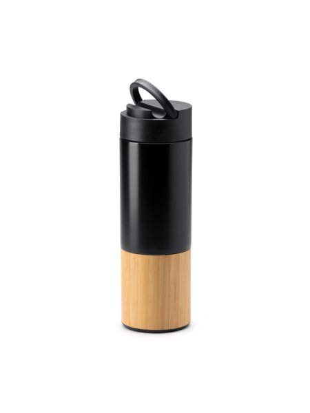 Borraccia termica in acciaio e bamboo personalizzata Roly Coiba 450 ml