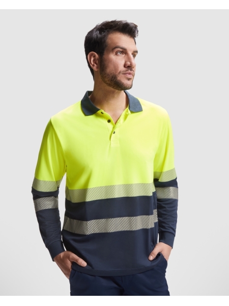 Polo alta visibilità manica lunga personalizzata Roly Workwear Vega L/S