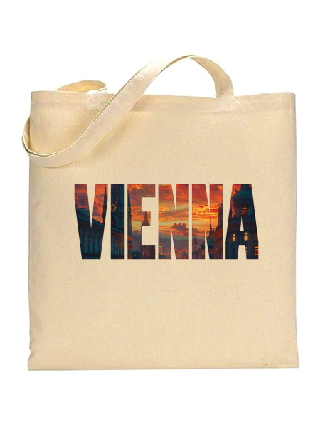 Shopper cotone naturale 38 x 42 con grafica originale di nomi di città europee Vienna