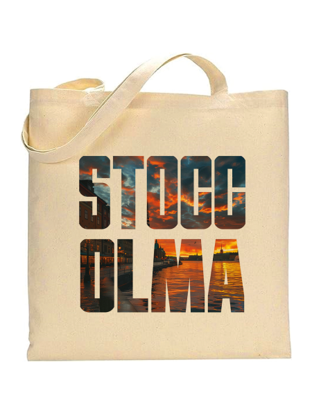 Shopper cotone naturale 38 x 42 con nome città Stoccolma