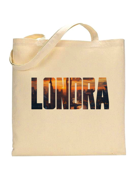 Shopper cotone naturale 38 x 42 nome città Londra