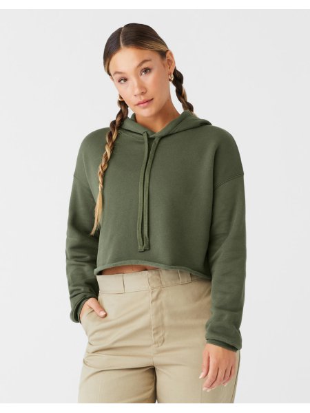 Felpa da donna con taglio corto personalizzabile Bella + Canvas Cropped Fleece Hoodie