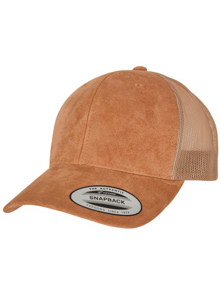 Cappellino trucker in pelle scamosciata personalizzabile Yupoong The Classics® Suede Leather
