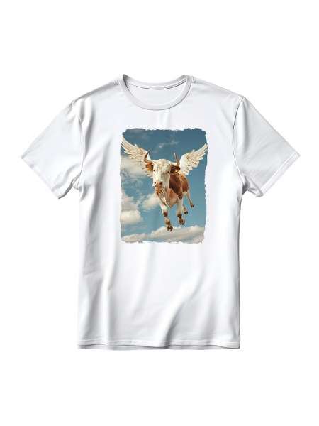 Magliette divertenti unisex personalizzate con grafica originale Cow with Wings