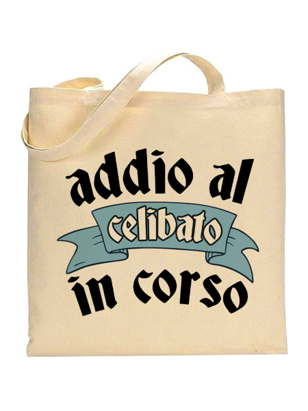 Shopper in cotone naturale 38 x 42 con grafica originale addio al celibato addio al celibato in corso