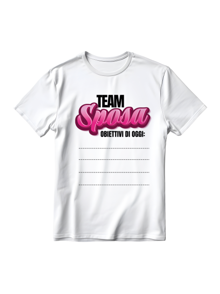Maglietta in cotone grafica addio nubilato Team Sposa Obiettivi