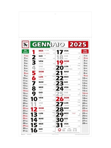 Calendario olandese personalizzato Gigante 31 x 53 cm