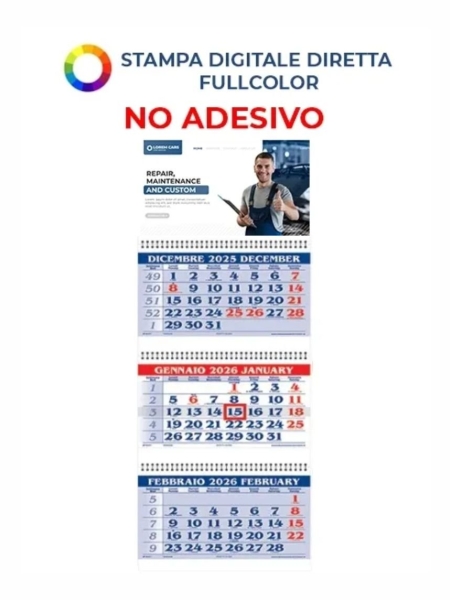 Calendario trittico personalizzabile Trittico Spirali 31 x 79,5