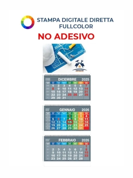 Calendario trittico personalizzato 3 Spirali Color 31 x 79,5 cm