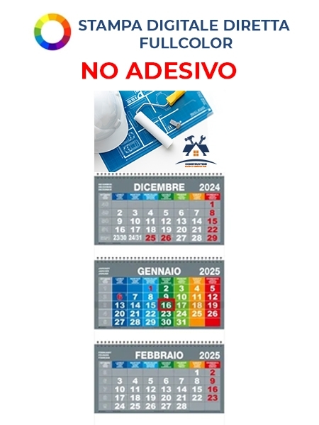 Calendario trittico personalizzato 3 Spirali Color 31 x 79,5 cm