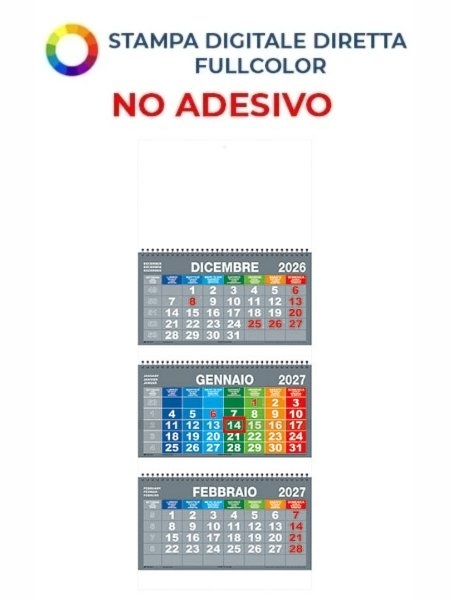 Calendario trittico personalizzato 3 Spirali Color 31 x 79,5 cm