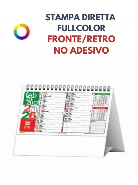 Calendario da tavolo in carta patinata opaca personalizzato Tricolore 19 x 14,5 cm