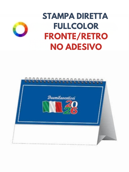 Calendario da tavolo in carta patinata opaca personalizzato Tricolore 19 x 14,5 cm