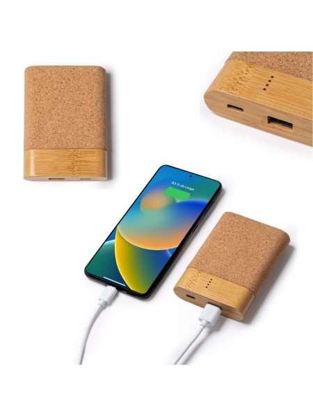 Power Bank In Sughero E Bamboo Aschy