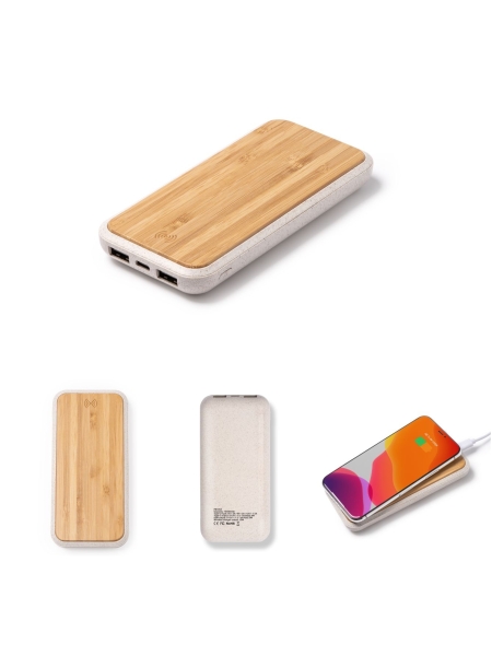 Power Bank in Bamboo E Fibra Di Frumento Ambro