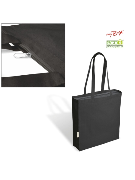 Borsa Shopping In Canvas Lorena Black personalizzabile