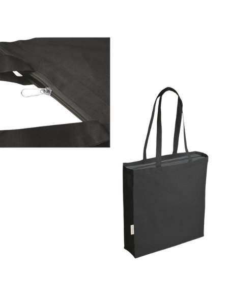 Shopper in canvas con zip personalizzabile Lorena Black