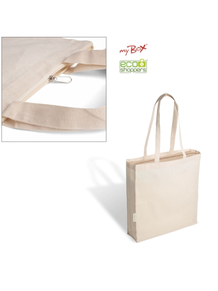 Borsa Shopping In Canvas Natural Lorena personalizzabile