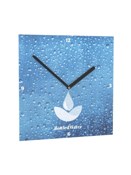 Orologio da parete quadrato interamente personalizzato 24 x 24 cm Lancette nere