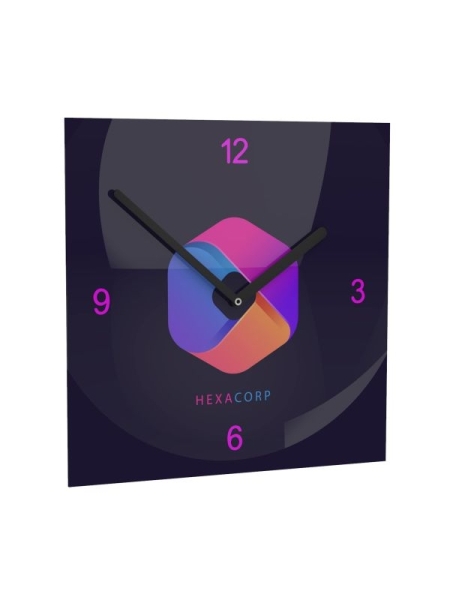 Orologio da parete Premium quadrato interamente personalizzato 24 x 24 cm Lancette nere