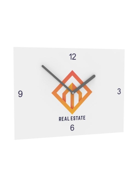 Orologio da parete rettangolare interamente personalizzato 24 x 35 cm Lancette argentate