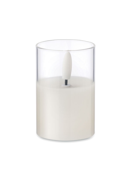 Candela in cera a LED con supporto in vetro