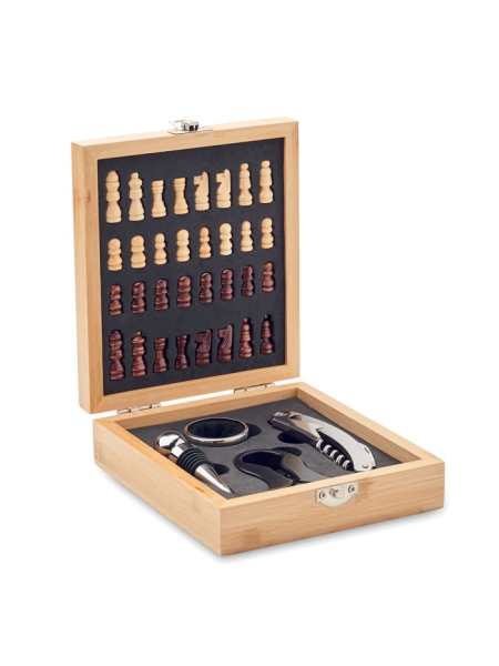 Set da vino con scacchiera in bamboo