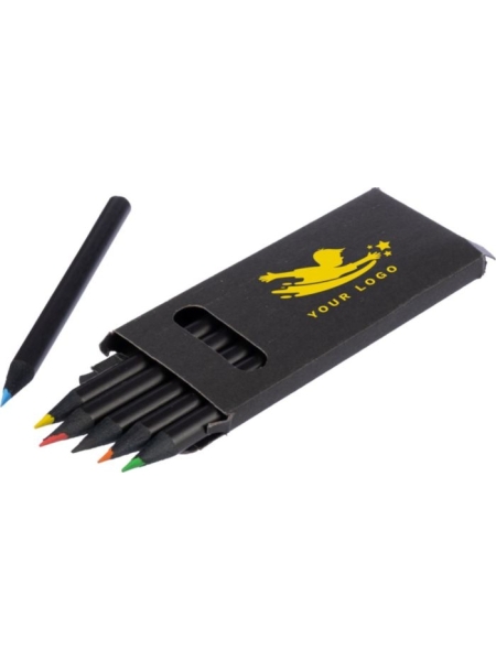 Set 6 matite colorate in legno con rifiniture in nero Holger