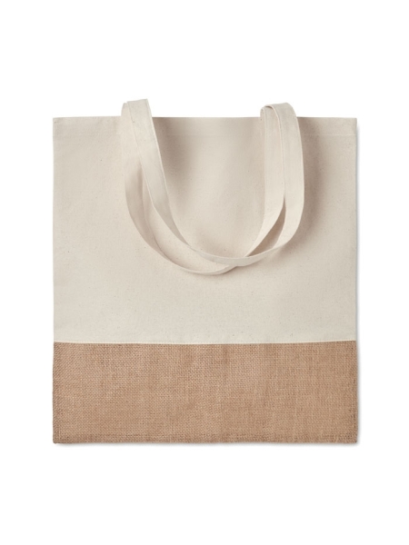 Shopper in cotone twill con dettagli in juta 38x41 cm