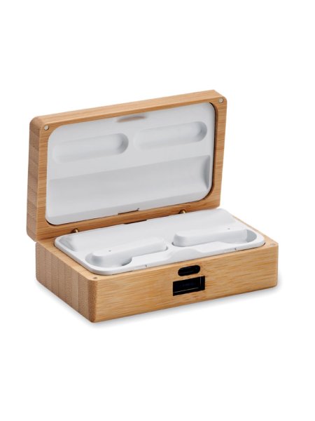 Auricolari TWS in custodia di bamboo Orebam