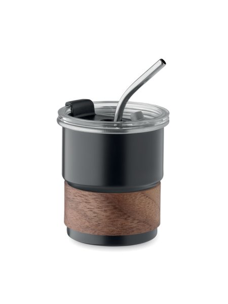 Bicchiere con cannuccia monostrato in acciaio inox riciclato Mate