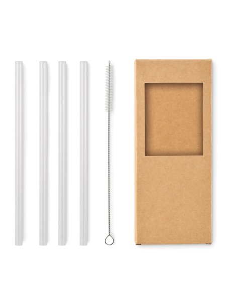 Set cannucce vetro riutilizzabili da 4 pezzi Glaw