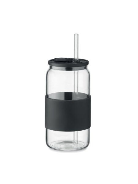 Bicchiere con cannuccia in vetro borosilicato 550ml Borosip