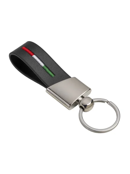 Portachiavi similpelle in poliuretano e metallo personalizzabile Italy Chrome