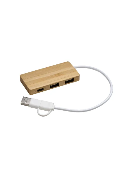 Hub Usb 3 porte in bamboo personalizzabile Eco Charger Bamboo