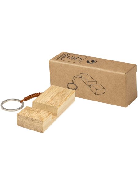Supporto per telefono in bamboo con portachiavi Bosona