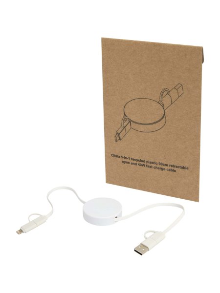 Cavo tipo C 5-in-1 in plastica riciclata retrattile da 90 cm da 40 W Citala