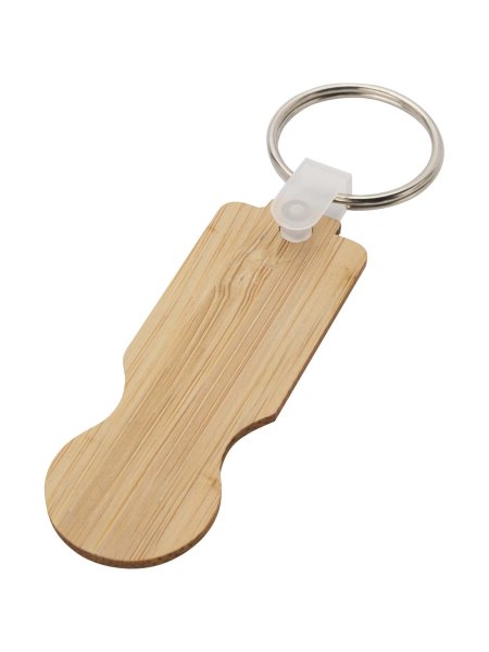 Portachiavi con gettone per carrello in bamboo Ronan