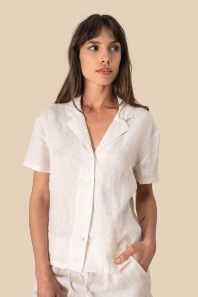 Camicia donna a maniche corte in lino 125 g/m² personalizzabile Spasso