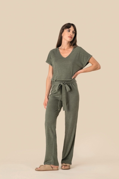 Tuta donna in maglia a maniche corte in lino 190 g/m² personalizzabile Spasso