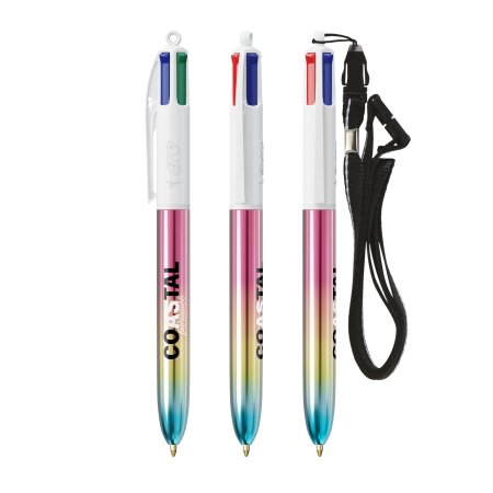 Penna a sfera multicolore personalizzabile BIC® 4 Colours® Gradient Lanyard