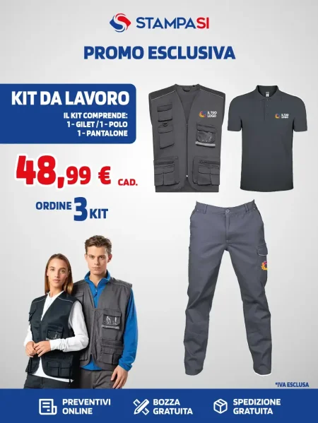 Kit da lavoro Gilet, Polo, Pantalone personalizzabile Safe Working Spring