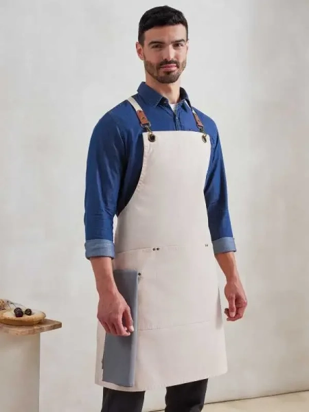 Grembiule unisex 310 g/m² personalizzabile Premier Clip & Clasp' Cross-Back Bib Apron