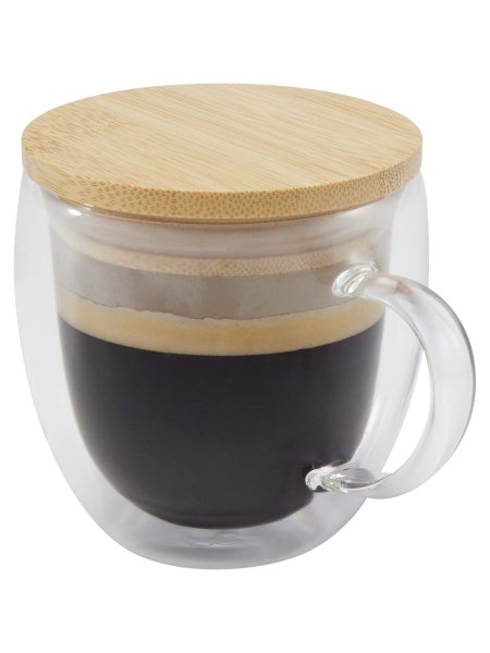 Tazza in vetro da 250 ml con coperchio in bambù Lenora