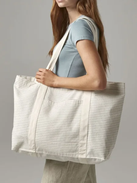 Shopper a righe in cotone organico certificato GOTS