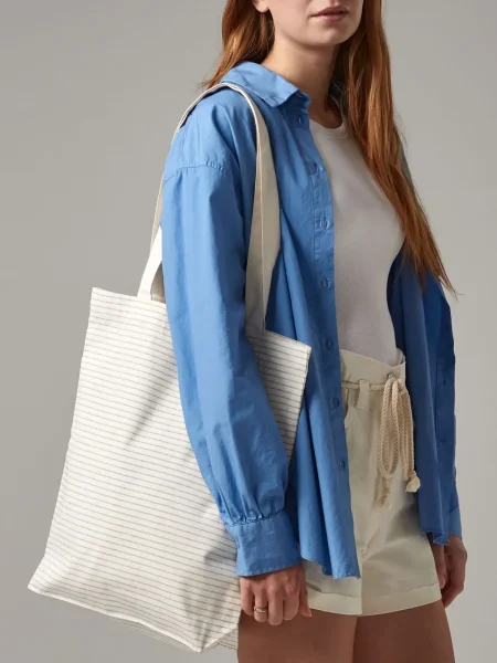 Shopper a righe in cotone organico certificato GOTS